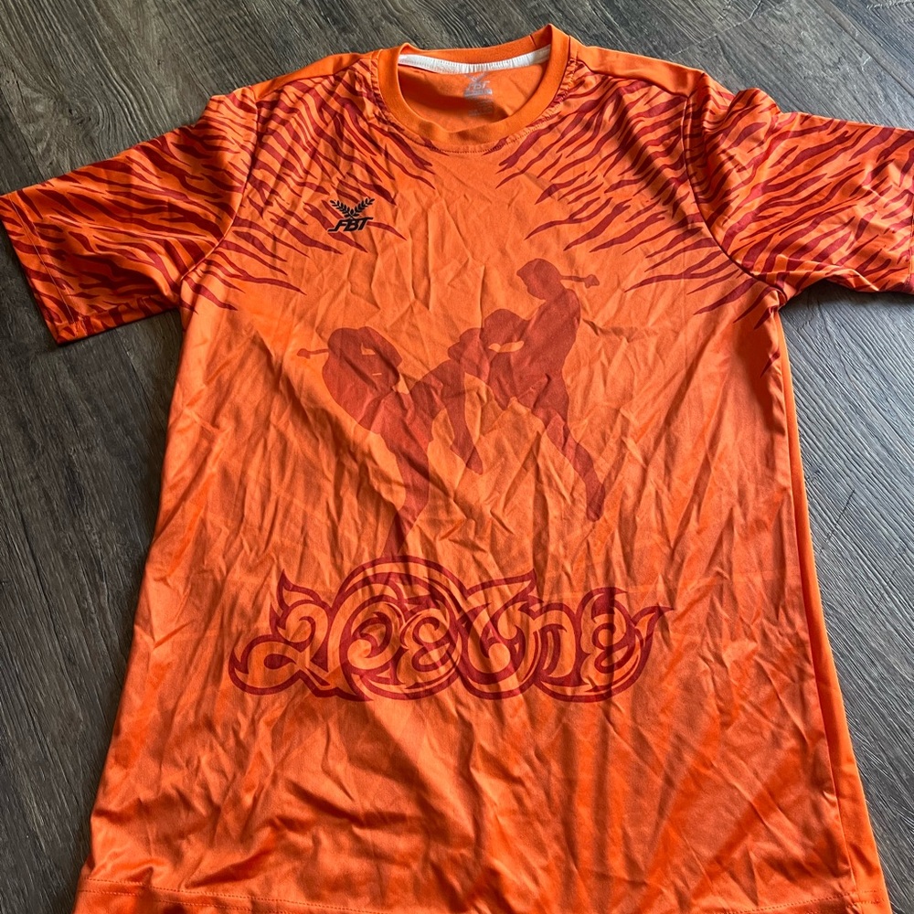 Muay Thai Kickboxing BJJ Jiu Jitsui orange Compression Graphic T-Shirt large